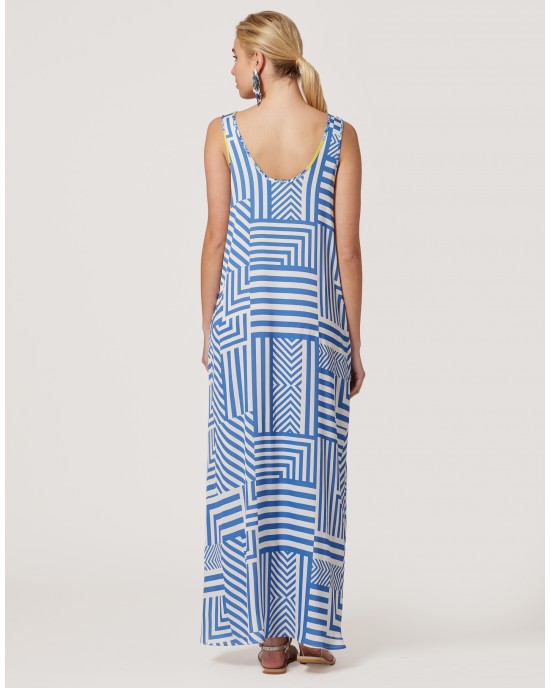 House Of Angels Stripes Blue Sleeveless Maxi Φόρεμα