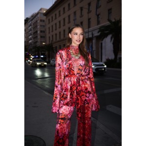 Iraida Catherine Velvet Set Kimono & Παντελόνι