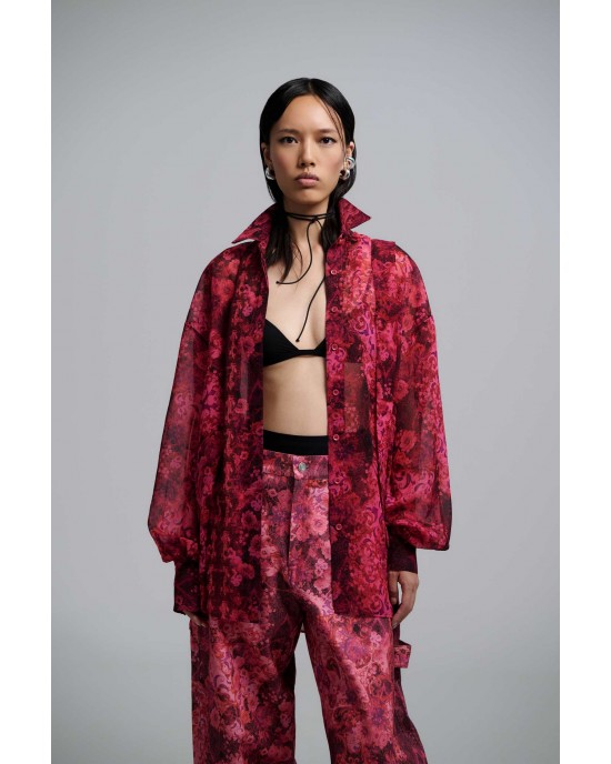 Iraida Evita Fuchsia Oversized Πουκάμισο
