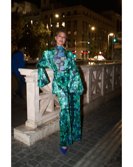 Iraida Jane Velvet Set Kimono & Παντελόνι