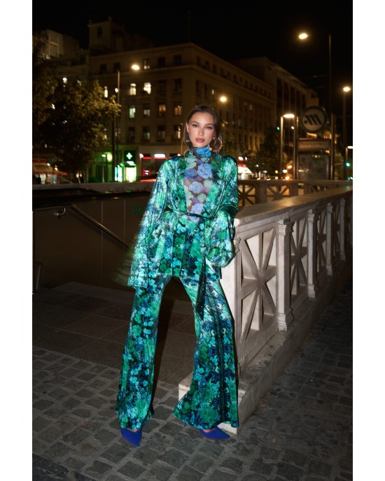 Iraida Jane Velvet Set Kimono & Παντελόνι