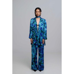 Iraida Josie Blue Satin Set Kimono & Παντελόνι Iraida Josie Blue Satin Set Kimono & Παντελόνι