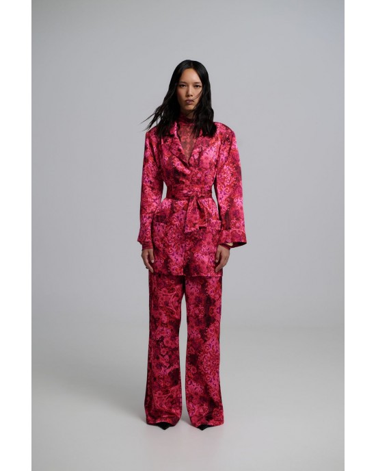 Iraida Josie Fuchsia Satin Set Kimono & Παντελόνι Iraida Josie Fuchsia Satin Set Kimono & Παντελόνι