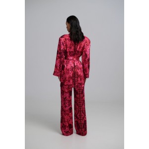 Iraida Josie Fuchsia Satin Set Kimono & Παντελόνι Iraida Josie Fuchsia Satin Set Kimono & Παντελόνι