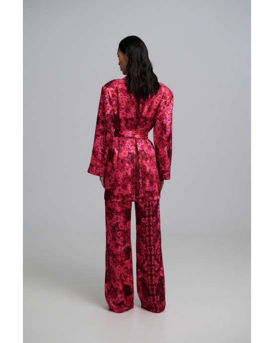 Iraida Josie Fuchsia Satin Set Kimono & Παντελόνι Iraida Josie Fuchsia Satin Set Kimono & Παντελόνι