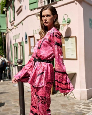 Iraida Selma Fuschia Set Kimono & Παντελόνι