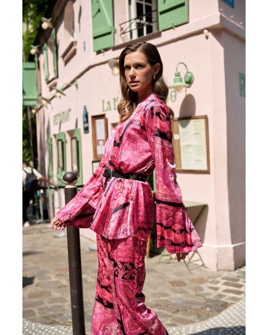 Iraida Selma Fuschia Set Kimono & Παντελόνι