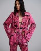 Iraida Selma Fuchsia Satin Set Kimono & Παντελόνι