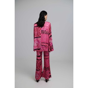 Iraida Selma Fuchsia Satin Set Kimono & Παντελόνι Iraida Selma Fuchsia Satin Set Kimono & Παντελόνι