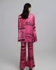 Iraida Selma Fuchsia Satin Set Kimono & Παντελόνι