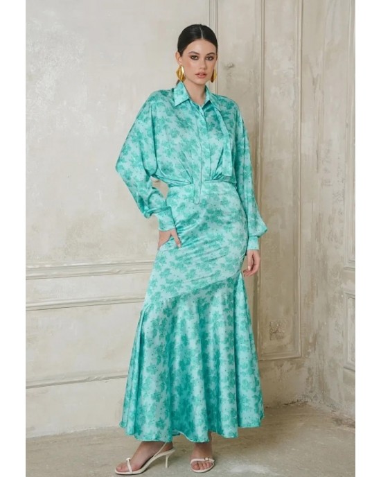 Iraida Kimmy Aqua Satin Πουκάμισο