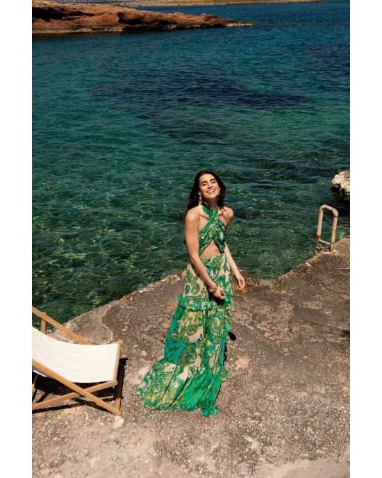 Iraida Riviera Green Maxi Φόρεμα