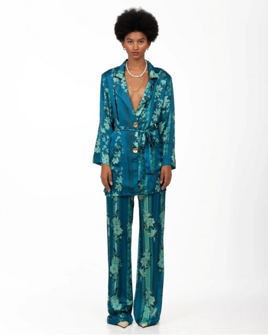 Iraida Avera Satin Set Kimono & Παντελόνι