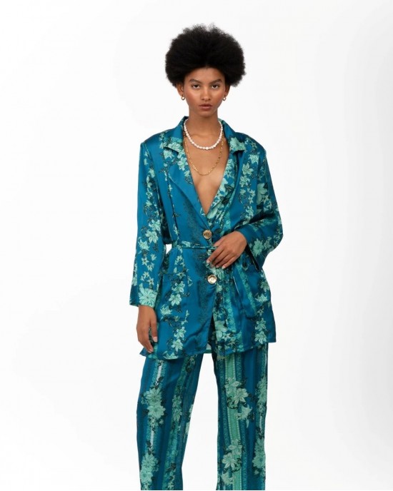 Iraida Avera Satin Set Kimono & Παντελόνι