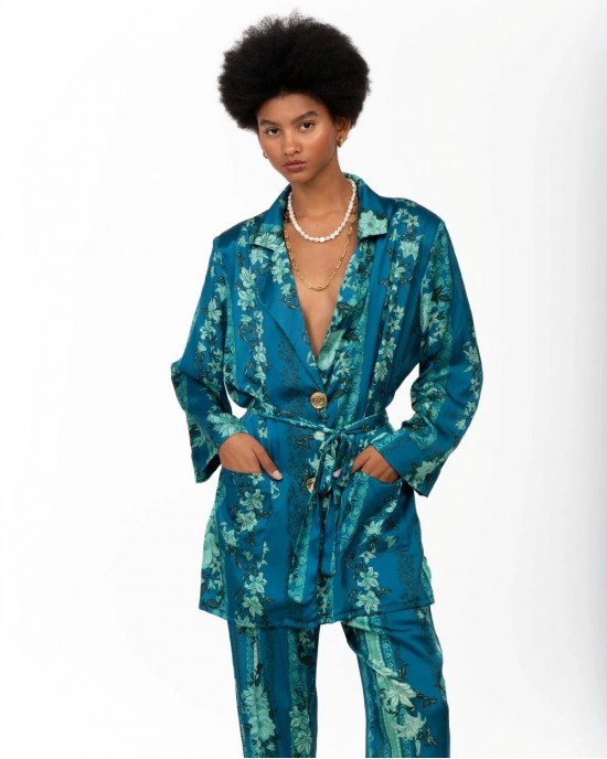 Iraida Avera Satin Set Kimono & Παντελόνι