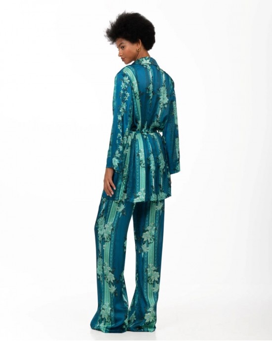 Iraida Avera Satin Set Kimono & Παντελόνι