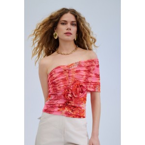 Iraida Bareheat Mesh Polymorphic Coral Μπλούζα