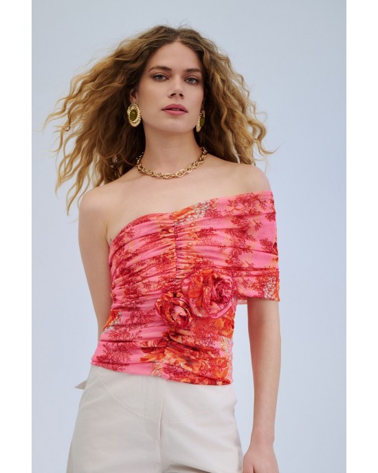 Iraida Bareheat Mesh Polymorphic Coral Μπλούζα