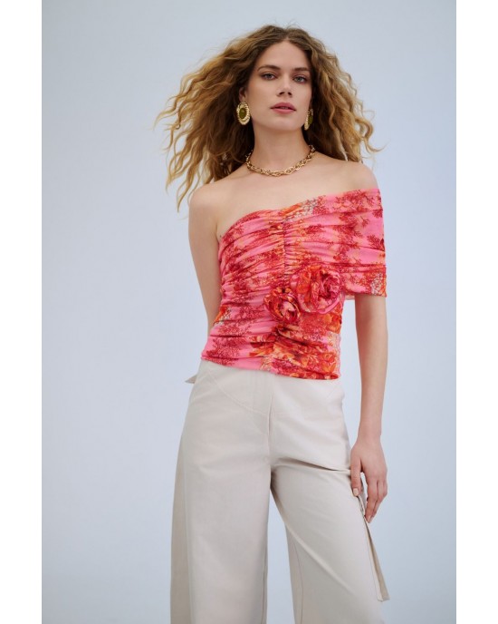 Iraida Bareheat Mesh Polymorphic Coral Μπλούζα