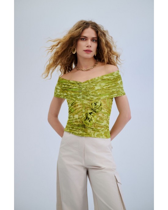 Iraida Bareheat Mesh Polymorphic Lime Μπλούζα