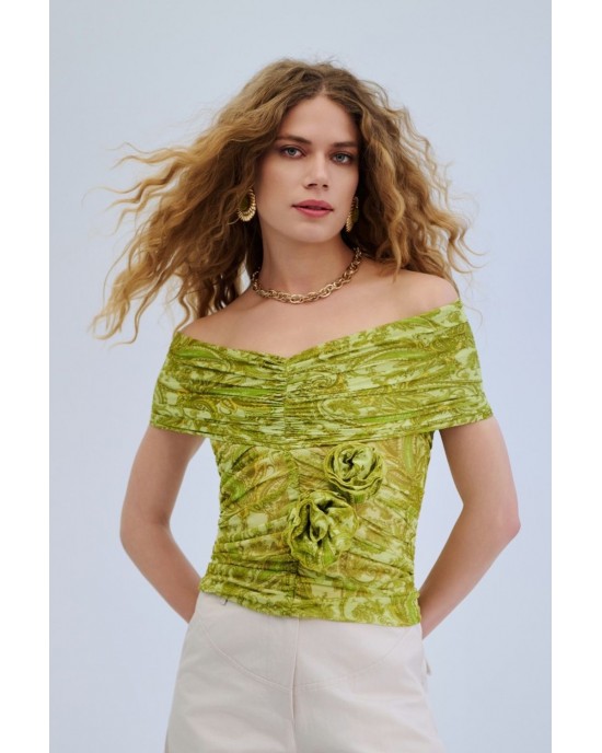 Iraida Bareheat Mesh Polymorphic Lime Μπλούζα