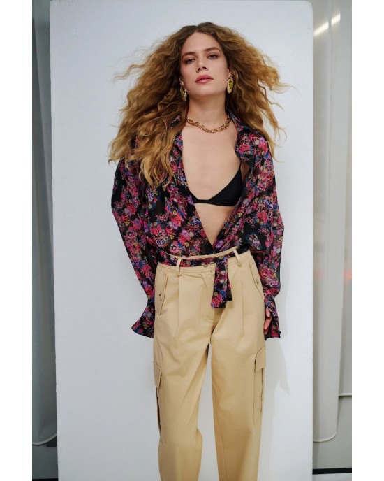 Iraida Dayflame Black Oversized Πουκάμισο