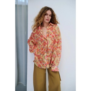 Iraida Dayflame Yellow Oversized Πουκάμισο