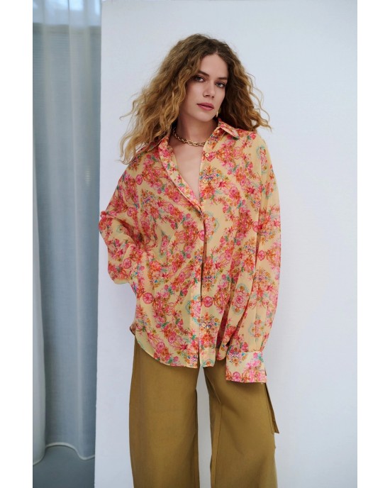 Iraida Dayflame Yellow Oversized Πουκάμισο