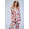 Iraida Goldray Light Blue Satin Set Kimono & Παντελόνι