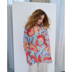Iraida Leya Light Blue Oversized Πουκάμισο