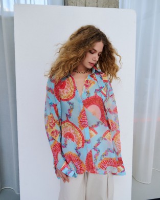 Iraida Leya Light Blue Oversized Πουκάμισο