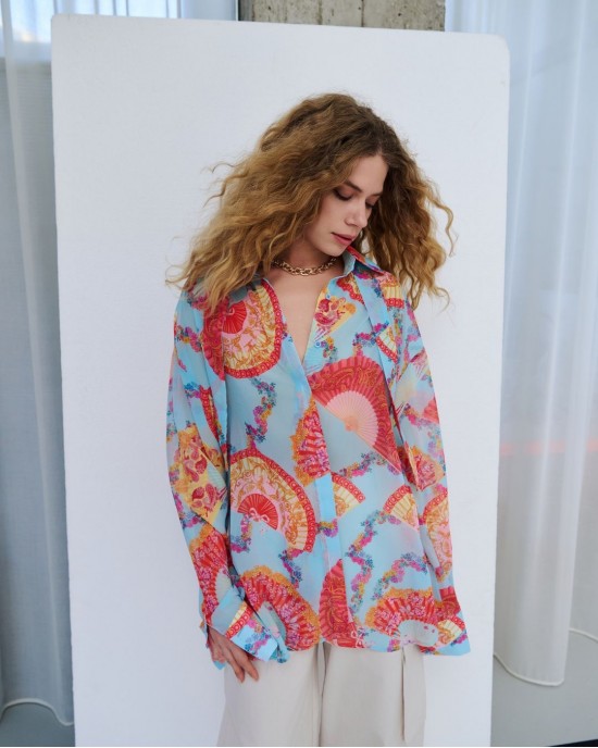 Iraida Leya Light Blue Oversized Πουκάμισο