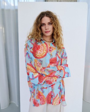 Iraida Leya Light Blue Oversized Πουκάμισο