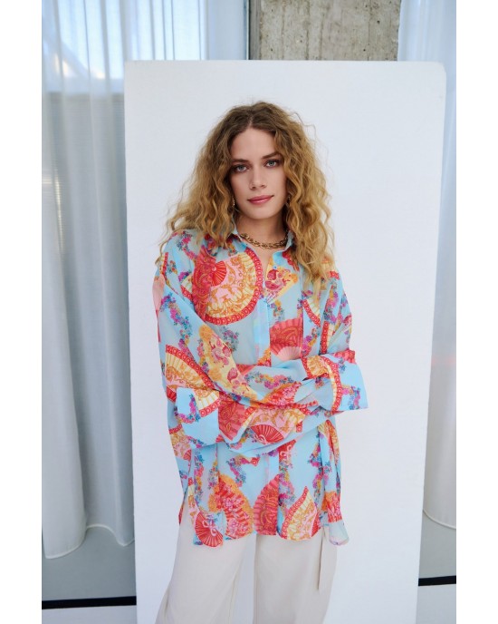 Iraida Leya Light Blue Oversized Πουκάμισο