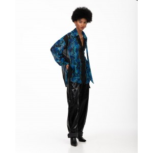 Iraida Lumen Blue Oversized Πουκάμισο