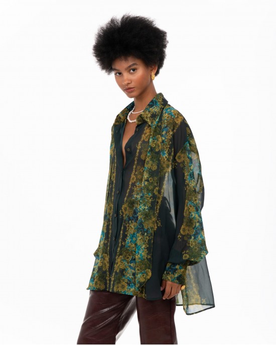 Iraida Lumen Green Oversized Πουκάμισο