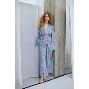 Iraida Sunrise Satin Set Kimono & Παντελόνι