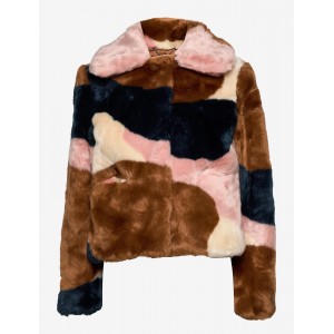 Jakke Tommy Faux Fur Cropped Jacket Swirl Print Καφέ/Κρεμ