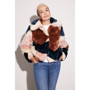 Jakke Tommy Faux Fur Cropped Jacket Swirl Print Καφέ/Κρεμ