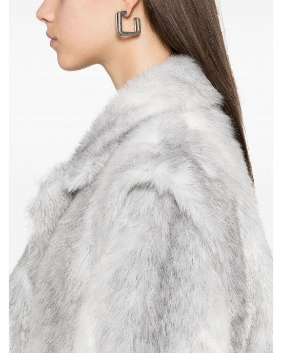 Jakke Gwenyth Grey Mink Stripe Faux Γούνα