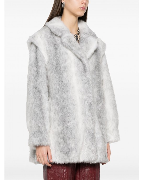 Jakke Gwenyth Grey Mink Stripe Faux Γούνα