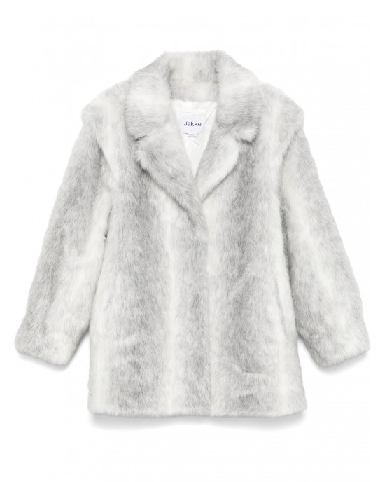 Jakke Gwenyth Grey Mink Stripe Faux Γούνα