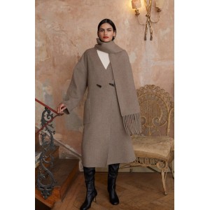 Jovonna Mildred Taupe Παλτό With Scarf