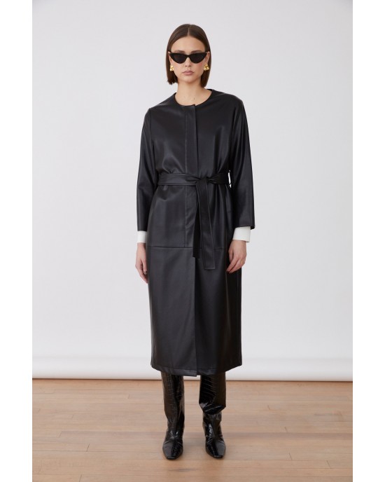 Jovonna Nana PU Trench Black Παλτό Jovonna Nana PU Trench Black Παλτό