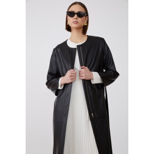 Jovonna Nana PU Trench Black Παλτό