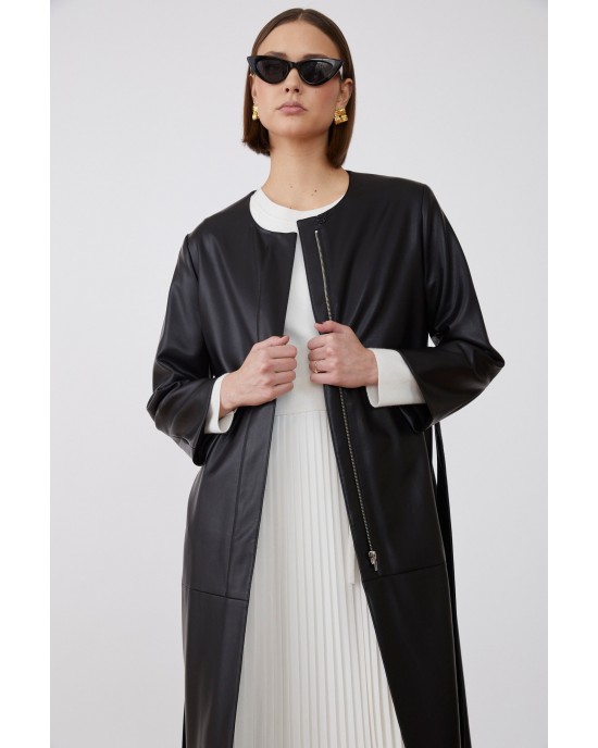 Jovonna Nana PU Trench Black Παλτό Jovonna Nana PU Trench Black Παλτό