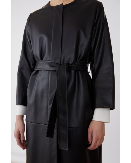 Jovonna Nana PU Trench Black Παλτό Jovonna Nana PU Trench Black Παλτό