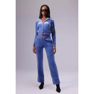 Juicy Couture Grey Blue Classic Velour Del Ray Pocketed Παντελόνι Φόρμας