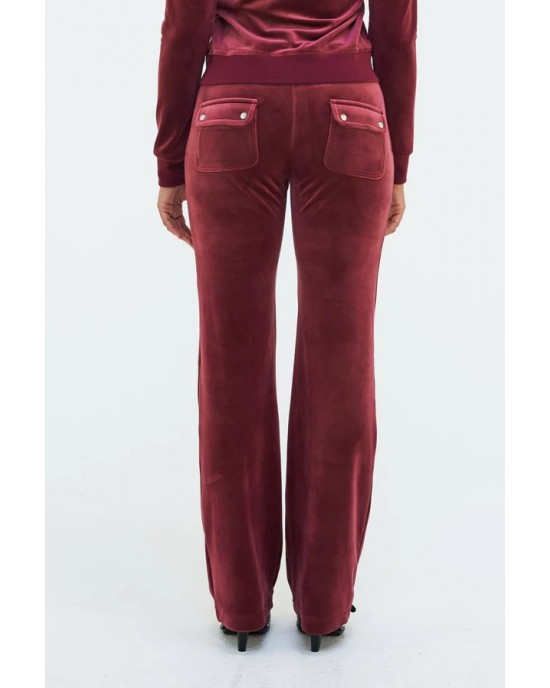 Juicy Couture Tawny Port Classic Velour Del Ray Pocketed Παντελόνι Φόρμας