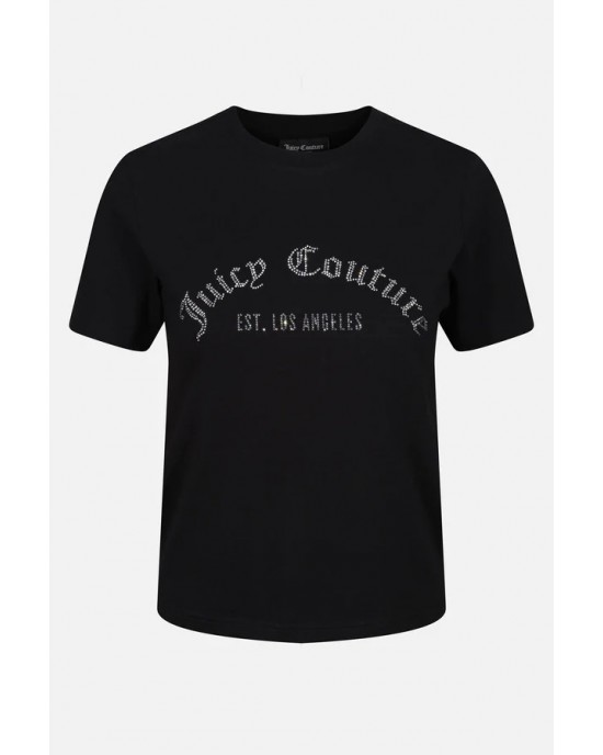 Juicy Couture Noah T-Shirt Arched Diamante Girlfriend Black Μπλούζα